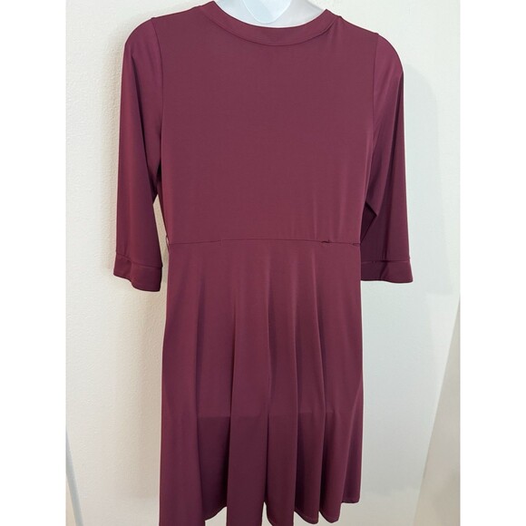 Torrid Womens Faux Wrap Midi Dress Size 1X Studio Knit Burgundy Red Stretch Fall - Picture 4 of 9